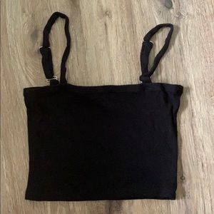 Black Ribbed Crop Top